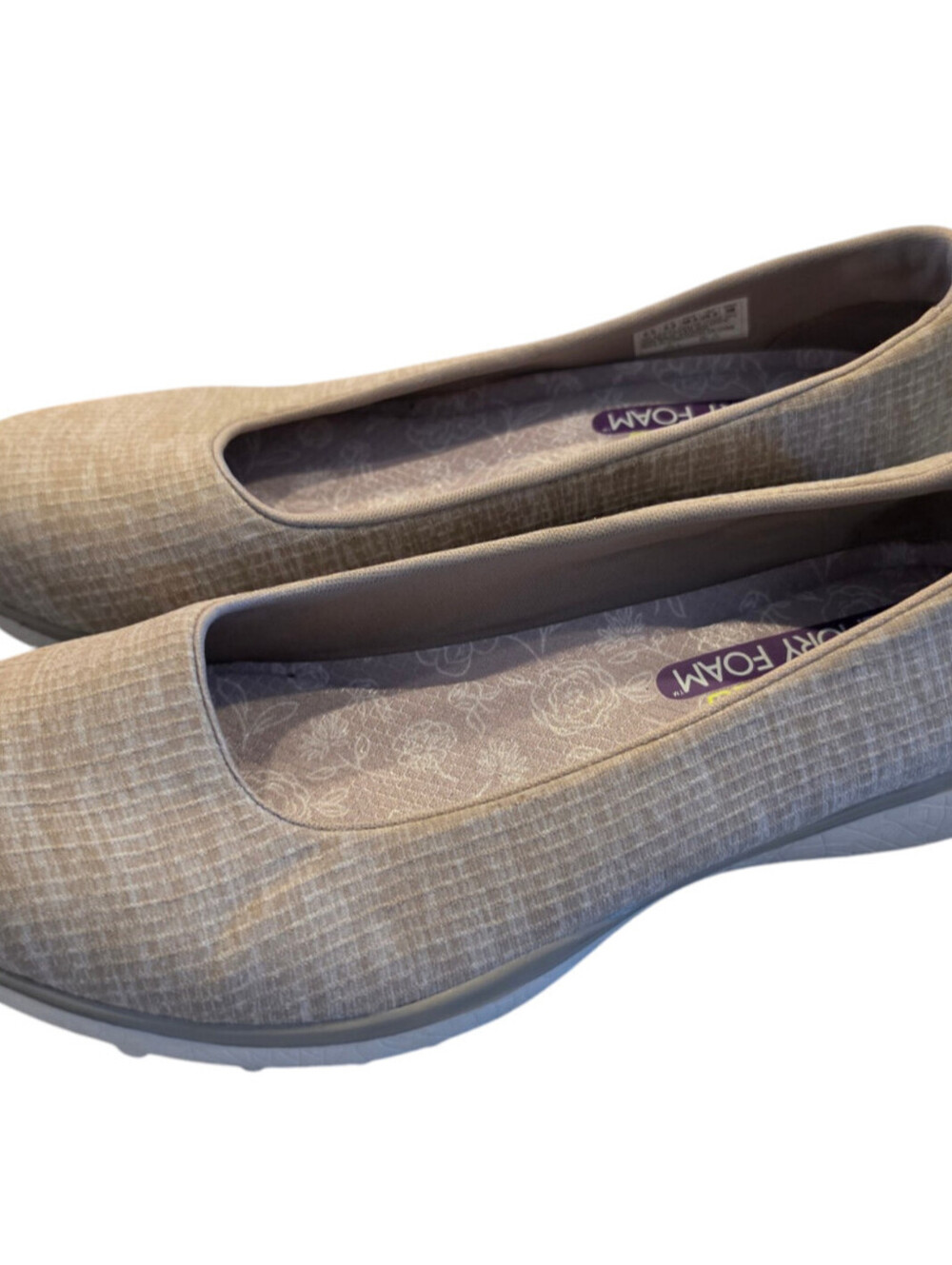 Skechers Microburst Darling Dash Shoes Women 8.5 Taupe Lightweight Slip On Shoes